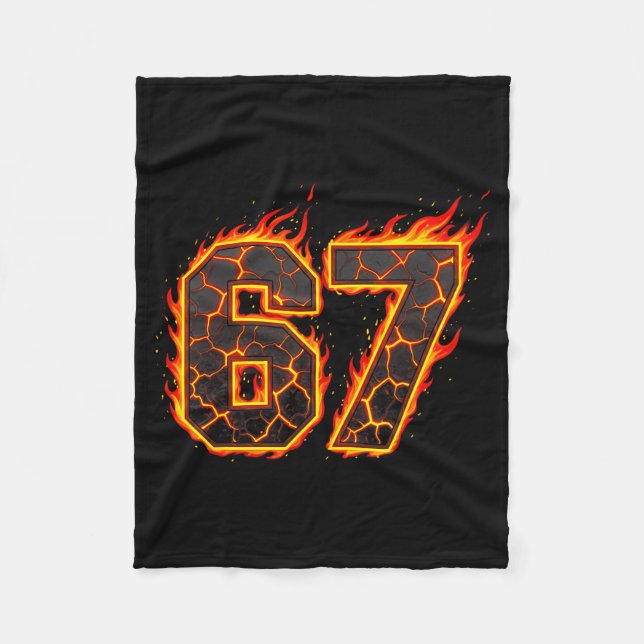 67 Flames Meme Six Seven Fire Funny Gen Alpha Slan Fleece Blanket (Front)
