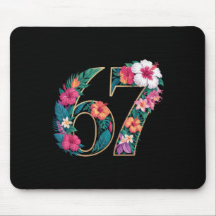 67 Floral Flower Gen 67th Birthday Number 67 Mouse Mat
