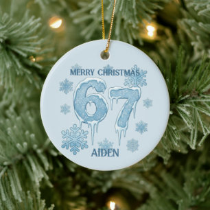 67 Funny 6 7 Six Seven Personalised Christmas Ceramic Tree Decoration
