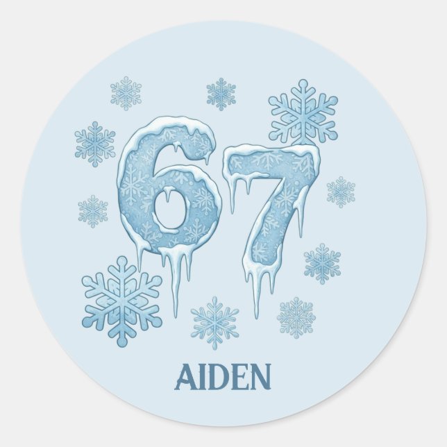 67 Funny 6 7 Six Seven Personalized Christmas Classic Round Sticker (Front)