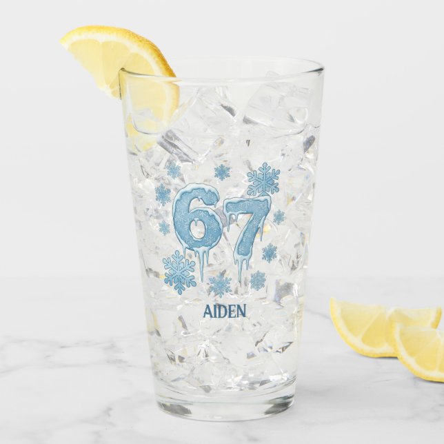 67 Funny 6 7 Six Seven Personalized Christmas Glass (Front Ice)