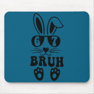 67 funny bruh six seven meme rabbit bunny mouse mat