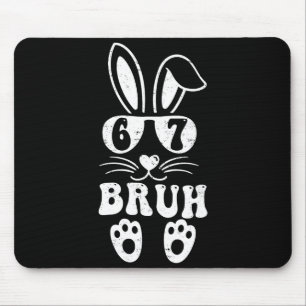67 Funny Bruh Six Seven Meme Rabbit Bunny Sungles Mouse Mat
