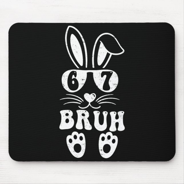 67 Funny Bruh Six Seven Meme Rabbit Bunny Sungles  Mouse Mat (Front)