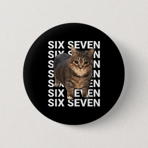 67 Funny Cat Six Seven Meme Gen Z Alpha Humor Anim 6 Cm Round Badge