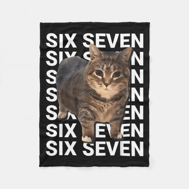 67 Funny Cat Six Seven Meme Gen Z Alpha Humor Anim Fleece Blanket (Front)