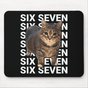 67 Funny Cat Six Seven Meme Gen Z Alpha Humor Anim Mouse Mat
