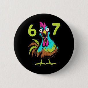 67 Funny Chicken Meme Six Seven Gamer Humour Gifts 6 Cm Round Badge