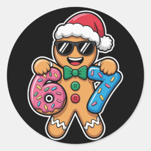 67 Funny Christmas Boys Kids Xmas Six Seven Ginger Classic Round Sticker