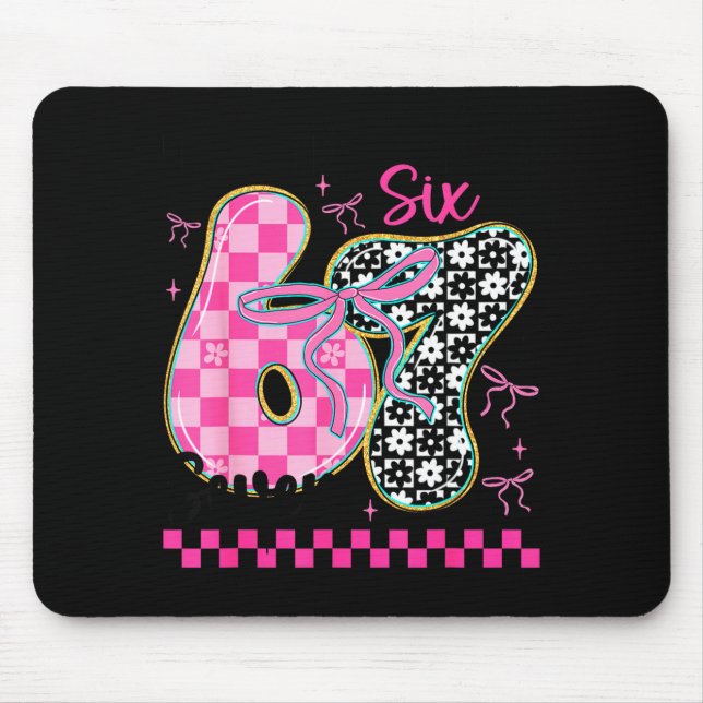 67 Funny Meme Filled With Hearts Six Seven Valenti Mouse Mat (Front)