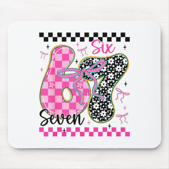 67 Funny Meme Filled With Hearts Six Seven Valenti Mouse Mat (Front)