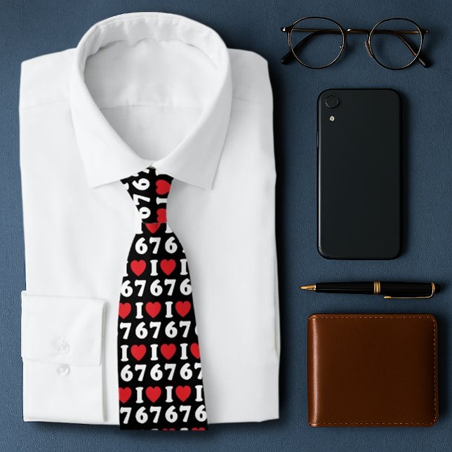 67 Funny Meme I Love Six Seven 67th Birthday Tie (Creator Uploaded)