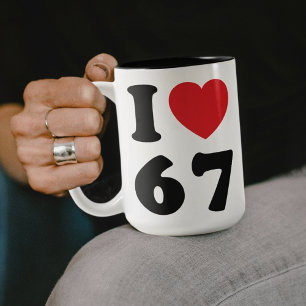 67 Funny Meme I Love Six Seven 67th Birthday Two-Tone Coffee Mug