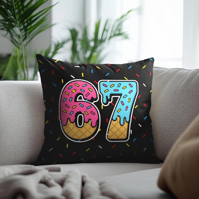 67 Funny Meme Ice Cream Six Seven Gen Alpha Cushion (Creator Uploaded)