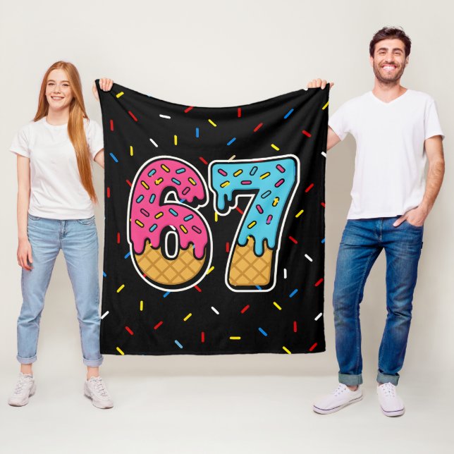 67 Funny Meme Ice Cream Six Seven Gen Alpha Fleece Blanket (In Situ)