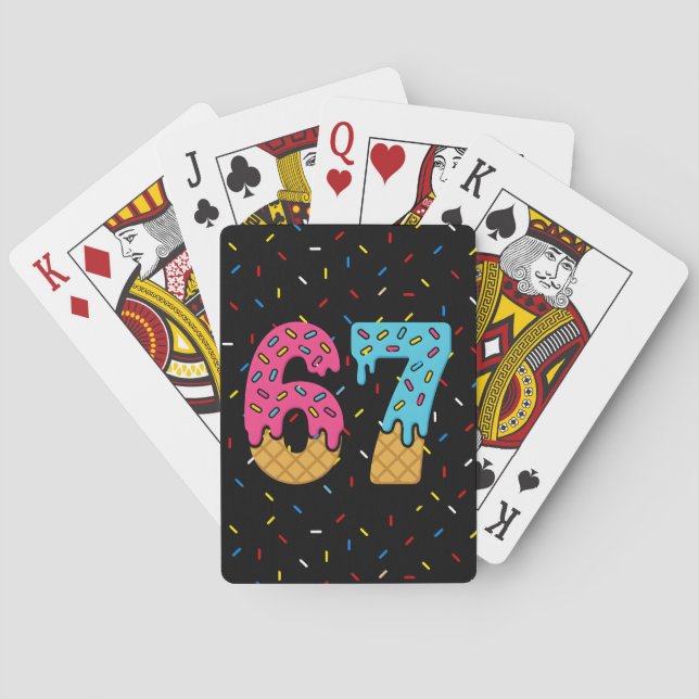 67 Funny Meme Ice Cream Six Seven Gen Alpha Playing Cards (Back)