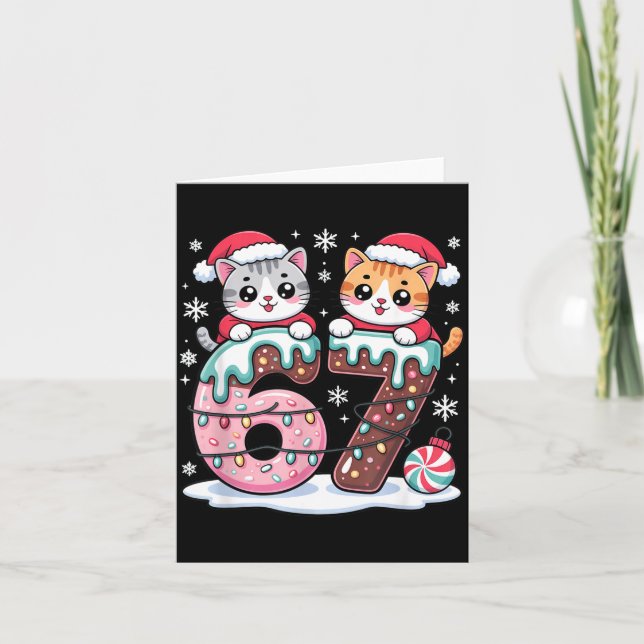 67 Funny Meme Kawaii Cats Christmas Ice Cream Drip Card (Front)