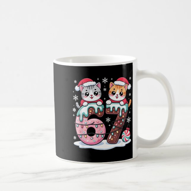 67 Funny Meme Kawaii Cats Christmas Ice Cream Drip Coffee Mug (Right)