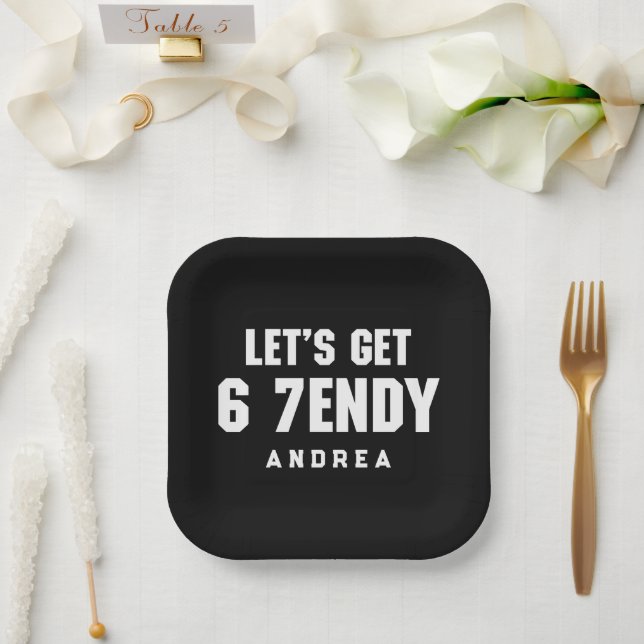 67 Funny Meme Let's get Six Seven Sendy 6 7endy Paper Plate (Wedding)