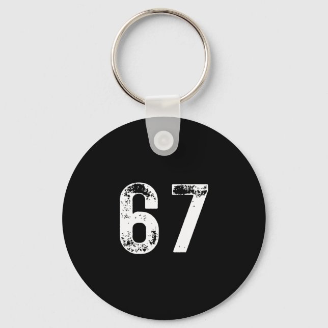 67 - Funny Meme Pullover Hoodie  Key Ring (Front)