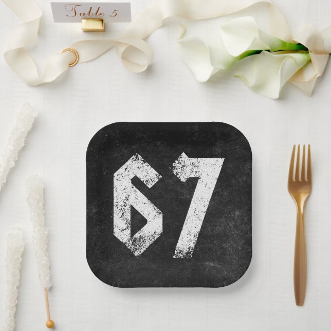 67 Funny Meme Six Seven Gen Alpha Paper Plate (Wedding)