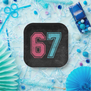 67 Funny Meme Six Seven Gen Alpha Paper Plate