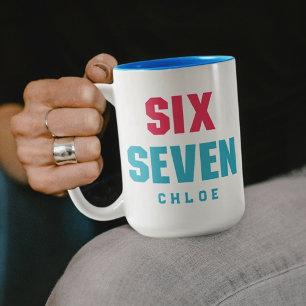 67 Funny Meme Six Seven Gen Alpha Two-Tone Coffee Mug