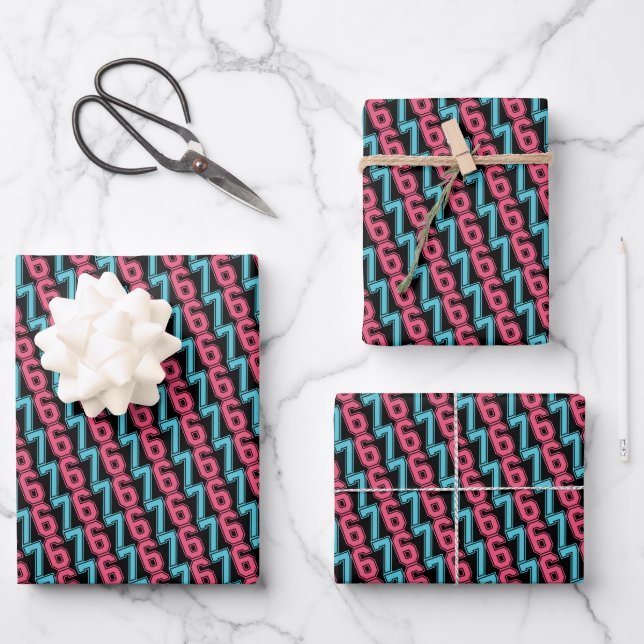 67 Funny Meme Six Seven Gen Alpha Wrapping Paper Sheet (Front)