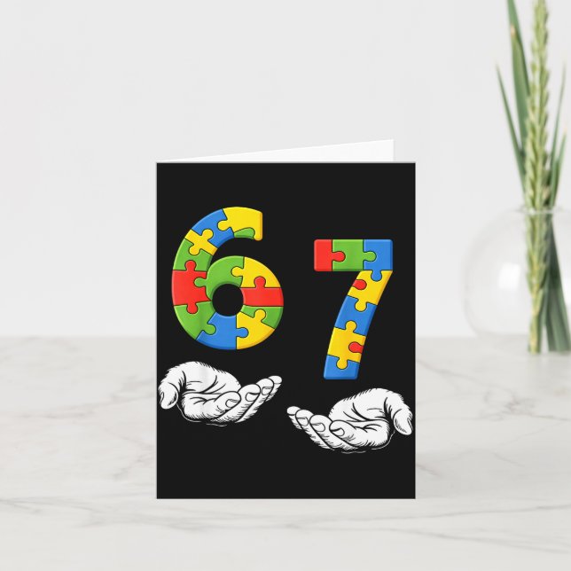 67 funny six seven gen meme autism awareness card (Front)