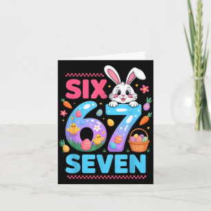 67 funny six seven gen meme cute rabbit bunny card
