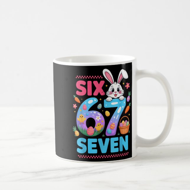 67 funny six seven gen meme cute rabbit bunny coffee mug (Right)