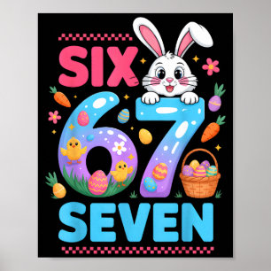 67 funny six seven gen meme cute rabbit bunny poster