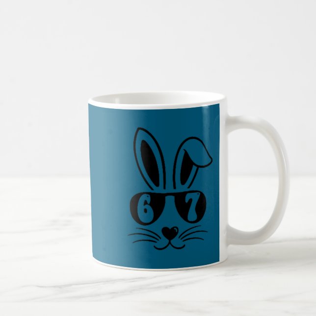67 funny six seven meme rabbit bunny sunglasses coffee mug (Right)
