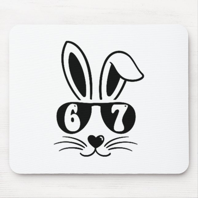 67 Funny Six Seven Meme Rabbit Bunny Sunglasses Ea Mouse Mat (Front)