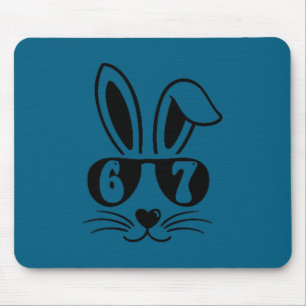 67 funny six seven meme rabbit bunny sunglasses mouse mat
