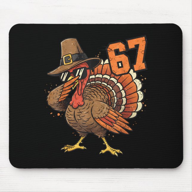 67 Funny Thanksgiving Turkey Meme Six Seven 6 7  Mouse Mat (Front)