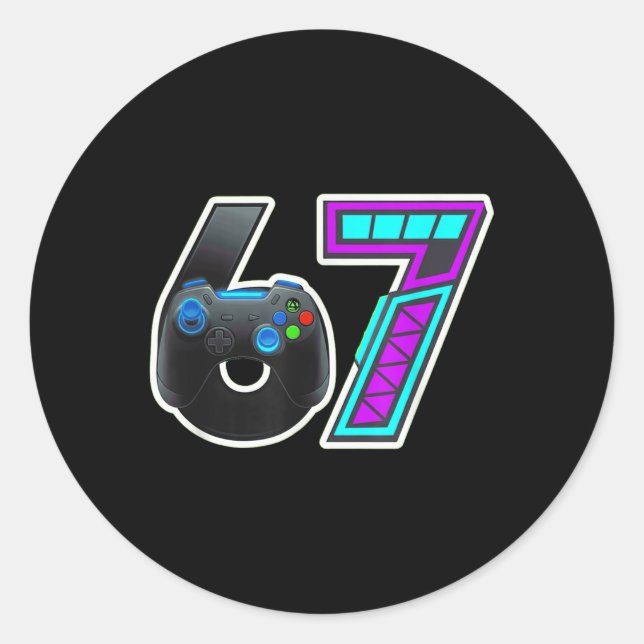 67 Gamer Console Controller Design  Classic Round Sticker (Front)