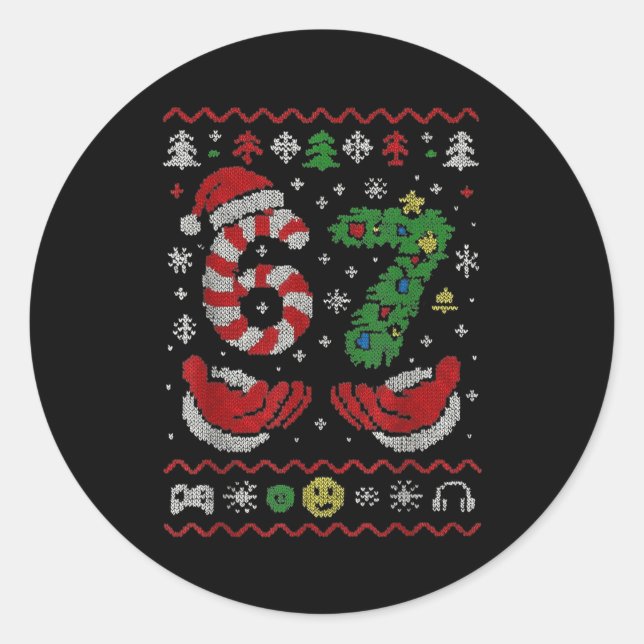 67 Gen Alpha Meme Ugly Christmas 6 7 Family Matchi Classic Round Sticker (Front)