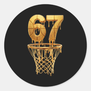 67 Gold Drip Basketball 6 7 Six Seven Meme Gen Alp Classic Round Sticker