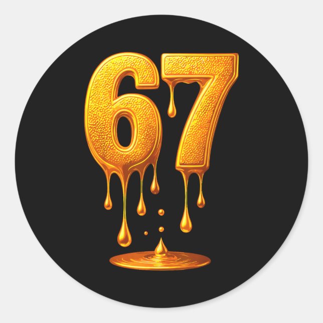 67 Gold Drip Six Seven Funny Meme  Classic Round Sticker (Front)