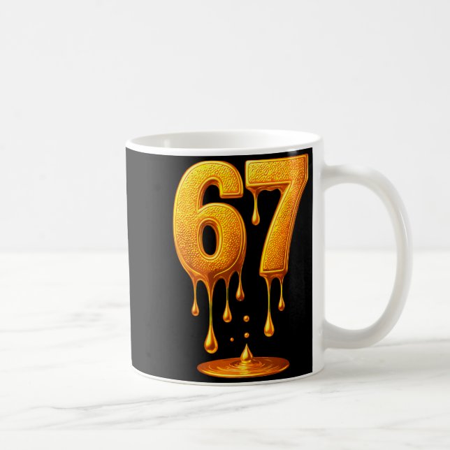 67 Gold Drip Six Seven Funny Meme  Coffee Mug (Right)