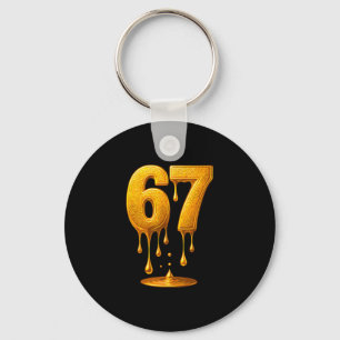 67 Gold Drip Six Seven Funny Meme  Key Ring