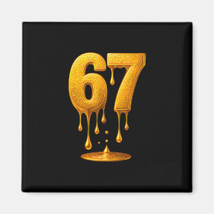 67 Gold Drip Six Seven Funny Meme  Magnet