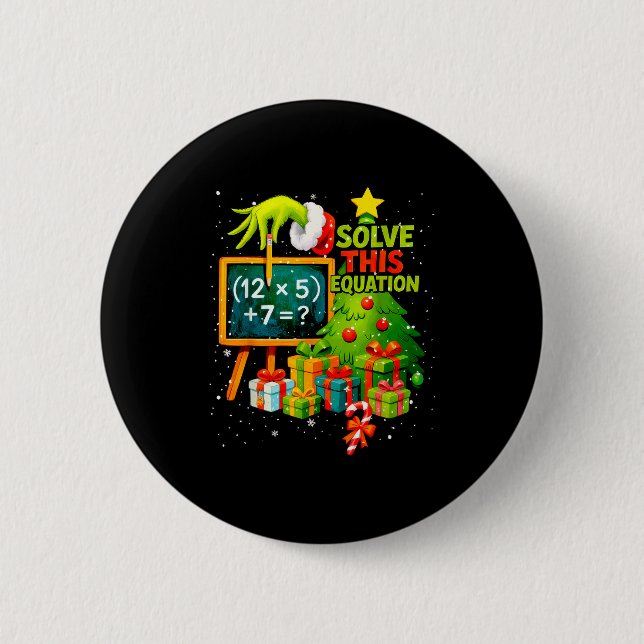 67 Green Teacher Christmas Six Seven Meme Brainrot 6 Cm Round Badge (Front)