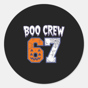 67 Halloween Boo Crew Sports Classic Round Sticker