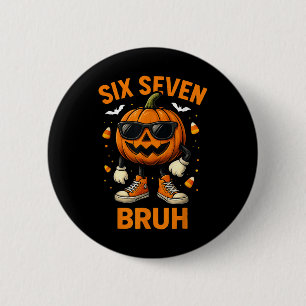67 Halloween Funny Six Seven Meme Brainrot Pumpkin 6 Cm Round Badge