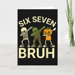67 Halloween Funny Six Seven Meme Brainrot Pumpkin Card