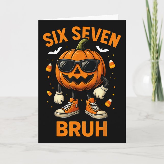67 Halloween Funny Six Seven Meme Brainrot Pumpkin Card (Front)
