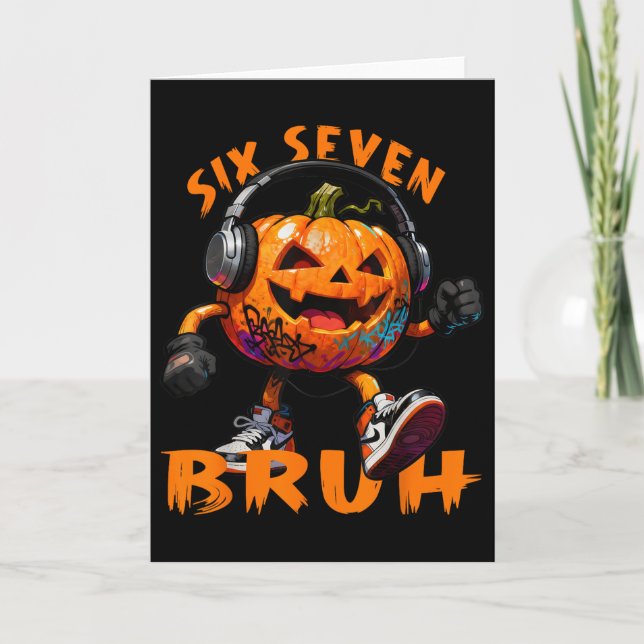 67 Halloween Funny Six Seven Meme Brainrot Pumpkin Card (Front)