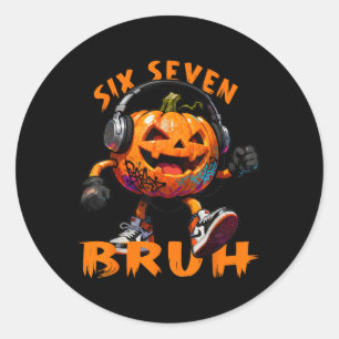 67 Halloween Funny Six Seven Meme Brainrot Pumpkin Classic Round Sticker
